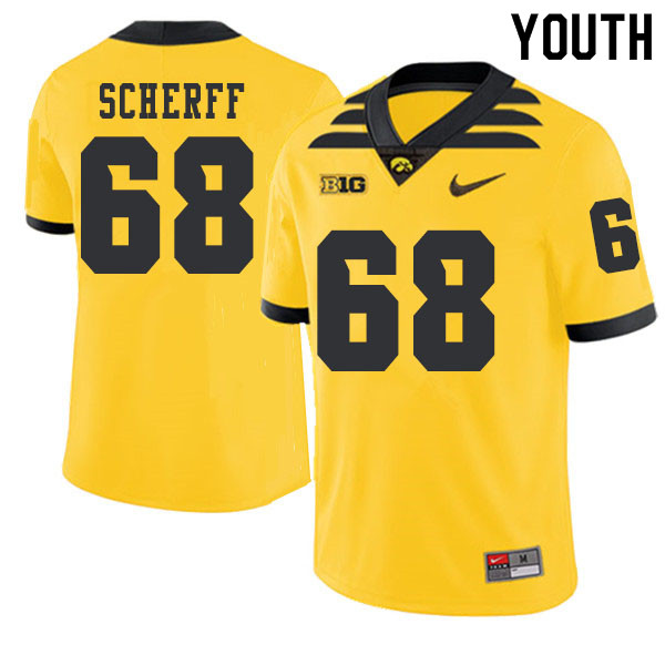 2019 Youth #68 Brandon Scherff Iowa Hawkeyes College Football Alternate Jerseys Sale-Gold